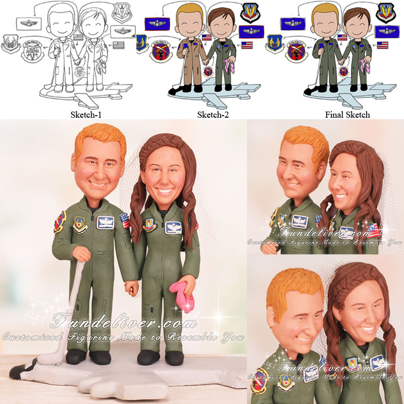 Couple Standing on Aircraft Cake Toppers